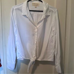 Cloth & Stone Classic White Button Down Shirt with Ties, Anthropologie, Flowy